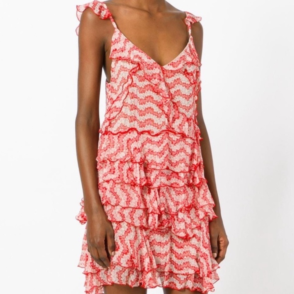 The Kooples Jasmine Ruffled Silk Tiered Mini Dress Size Small